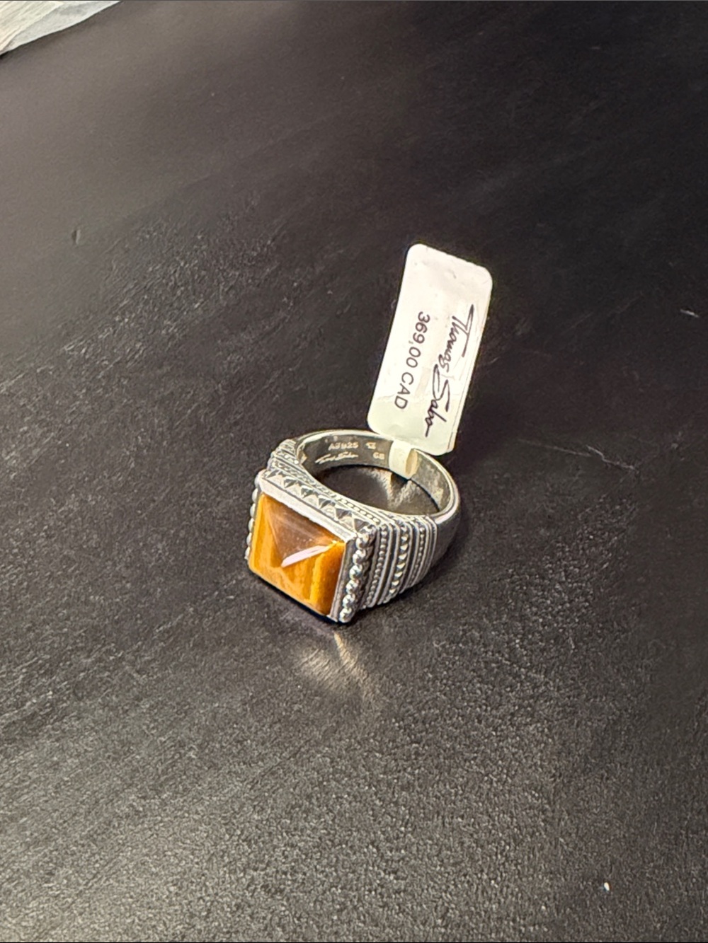 Thomas Sabo Silver Ring with Golden Brown Stone